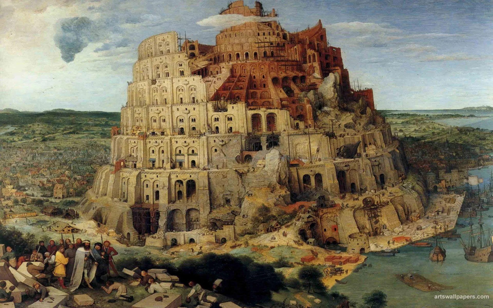 Torre di Babele, dipinto Bruegel, 1920x1200 Full HD+ WUXGA, PC Desktop