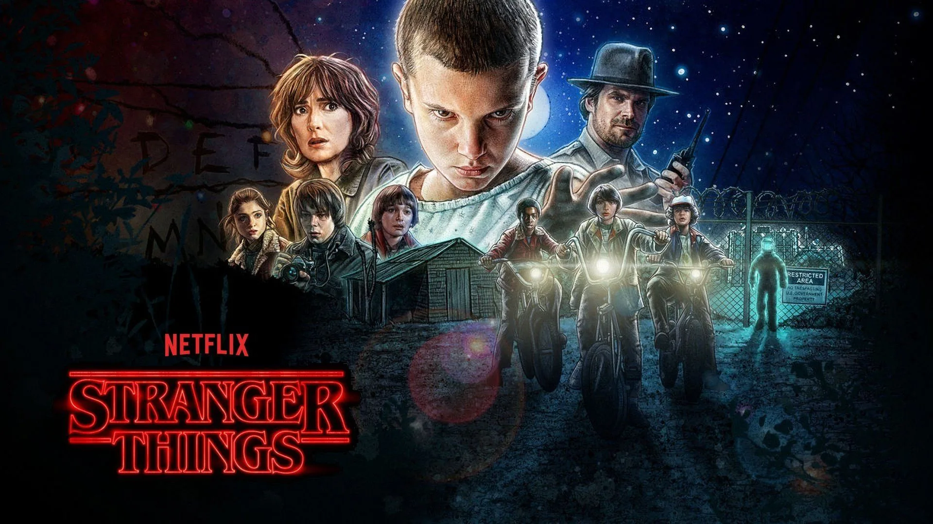 Poster personaggi Stranger Things Netflix, anni '80, 1920x1080 Full HD, Laptop