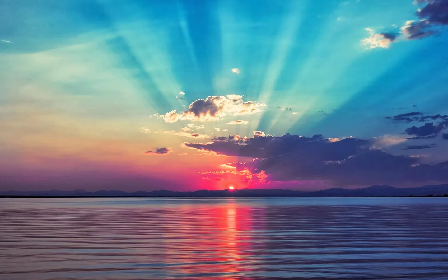 Alba sul mare con raggi, 1440x900 720p, PC