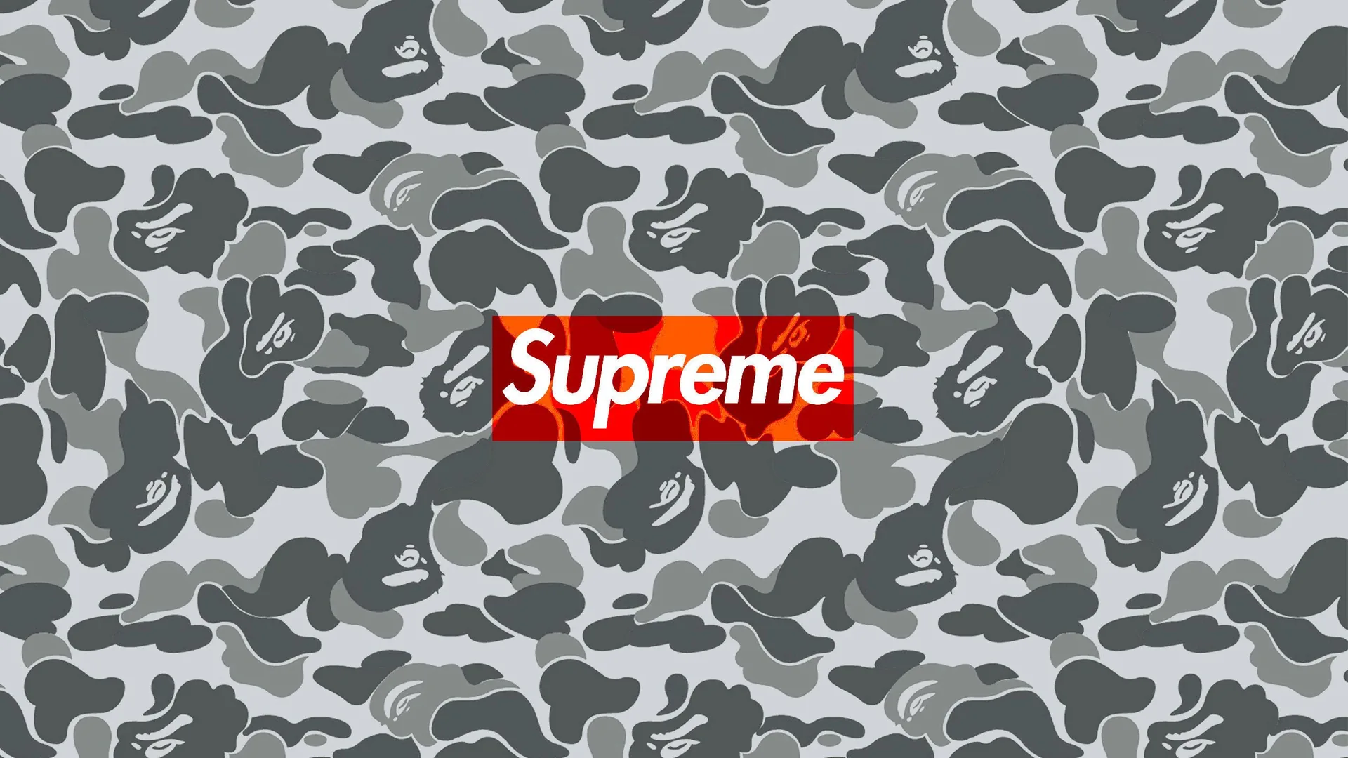 Logo Supreme su camouflage Bape grigio, New York, 2560x1440 QHD, Laptop