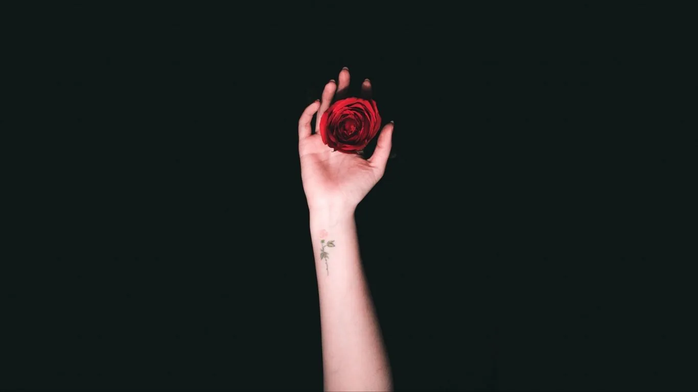 Mano con rosa rossa tatuaggio, 1366x768 HD, Notebook Gaming