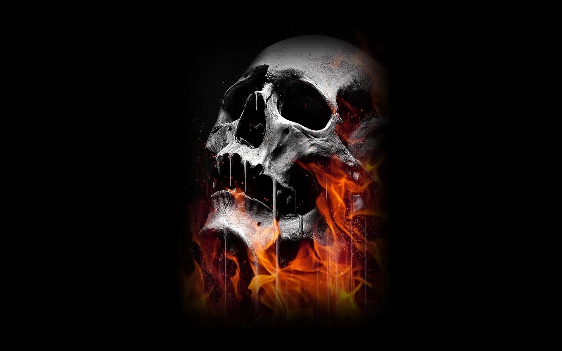 Teschio in fiamme, sfondo nero, 1920x1200 Full HD+, PC