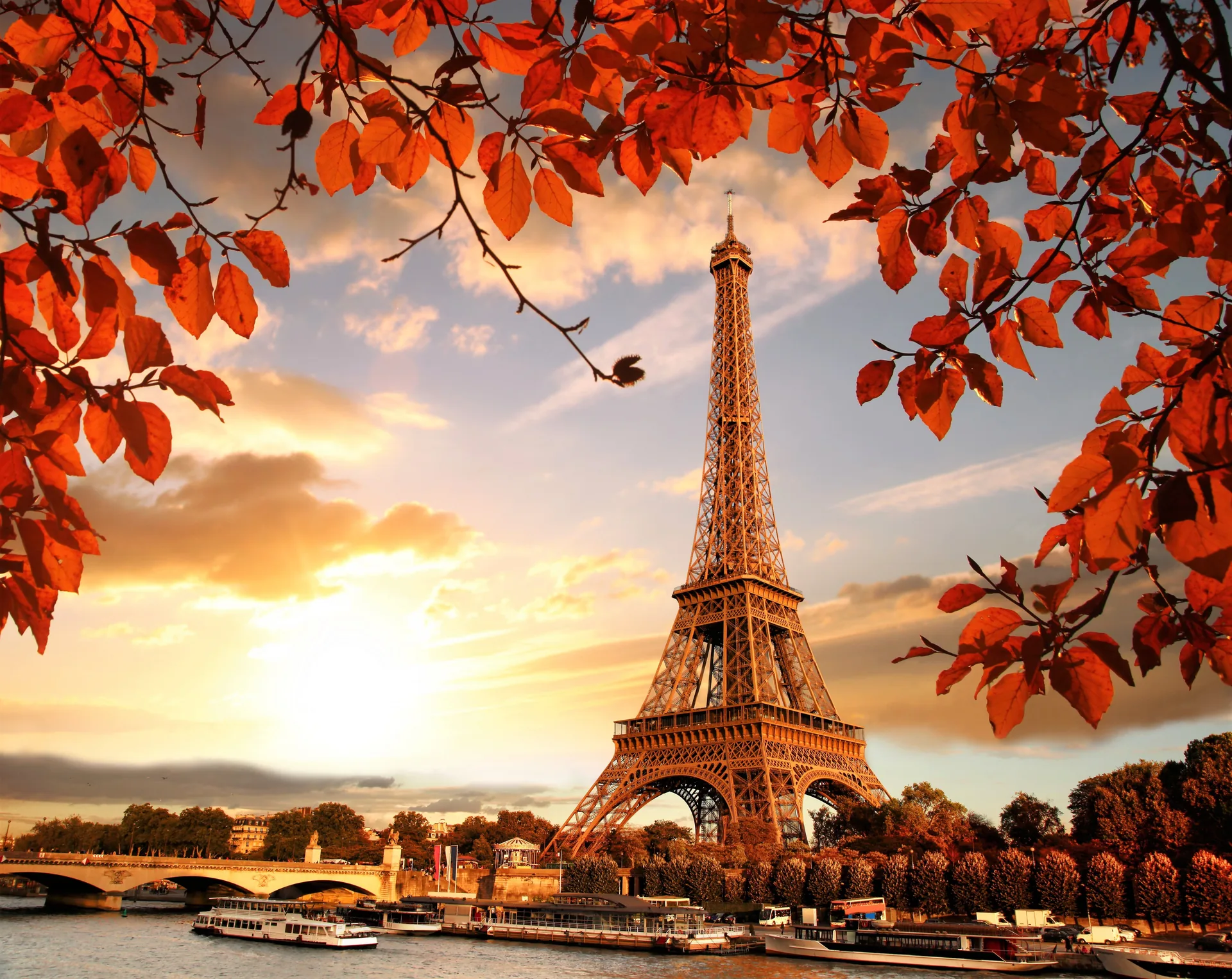 Torre Eiffel autunno tramonto, Parigi, 5608x4458 4K, Desktop 4K
