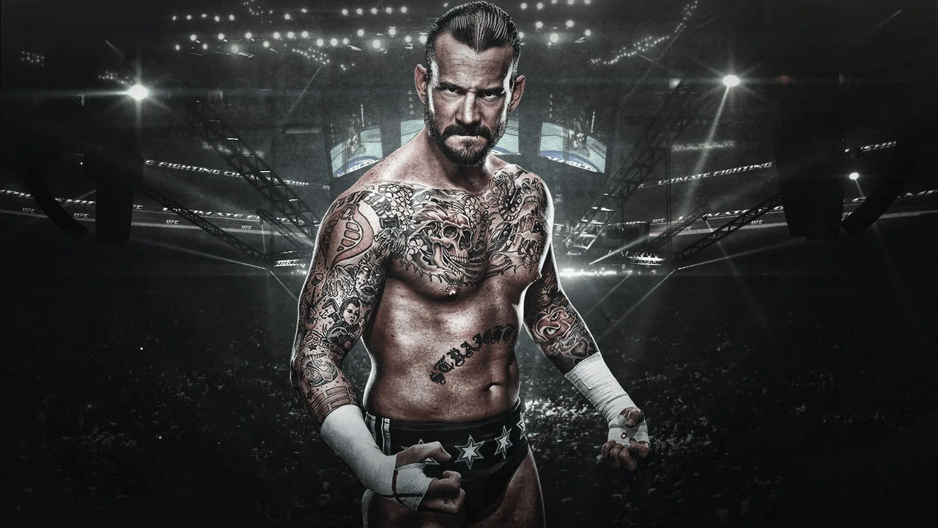 CM Punk lottatore tatuato arena, 1920x1080 Full HD, Desktop