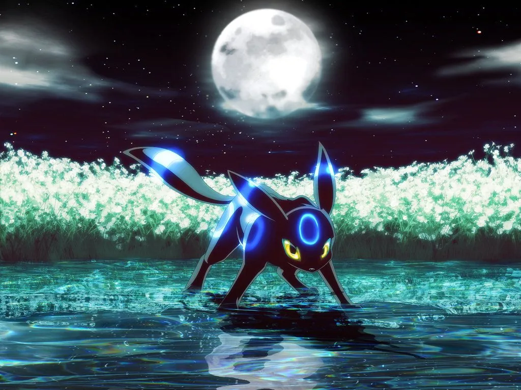 Umbreon shiny sotto luna piena, 1024x768 HD, PC