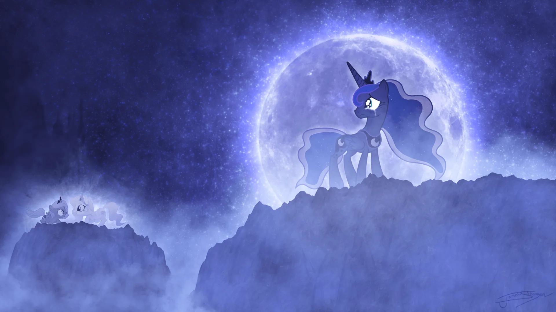 Unicorno viola su montagna al chiaro di luna, 1920x1080 Full HD 1080p, Laptop