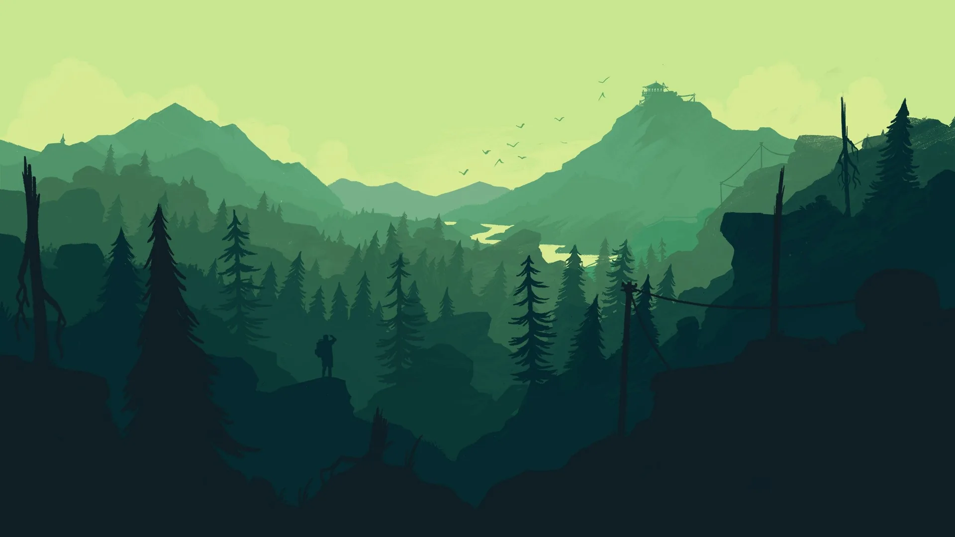 Firewatch paesaggio montagne verdi, 2560x1440 1440p, Monitor Gaming