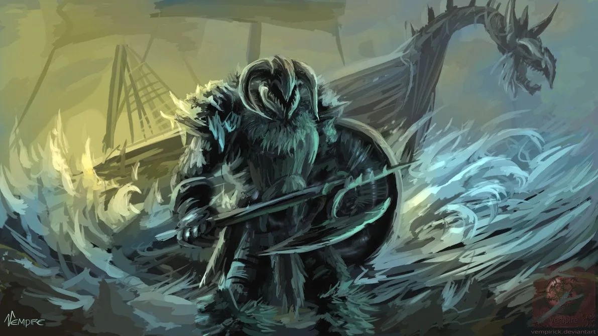 Guerriero vichingo con nave drakkar, 1191x670 HD, Laptop