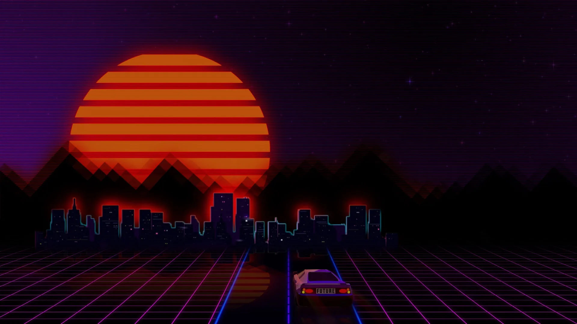 Auto retrowave tramonto neon, 3840x2160 UHD, Monitor 4K