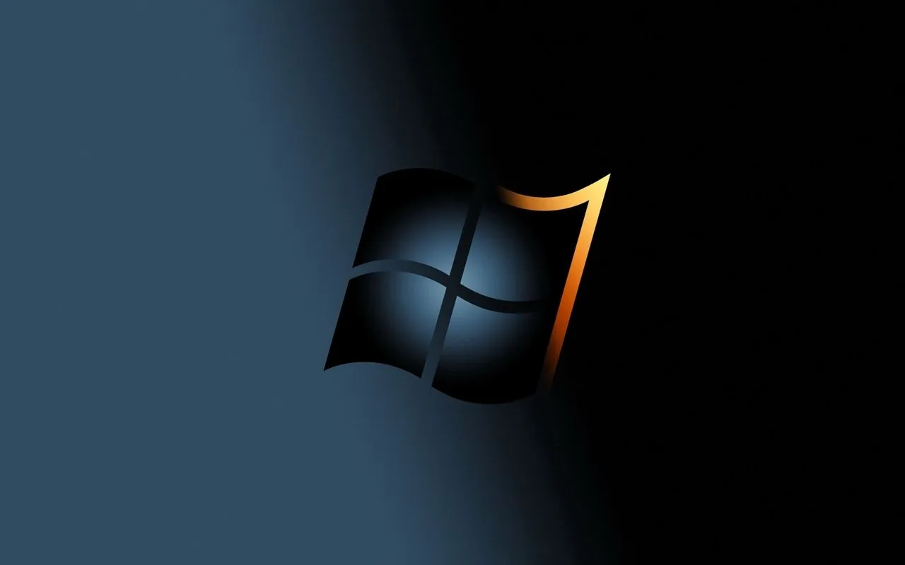 Logo Windows 7 nero, sistema operativo Microsoft, 1280x800 HD, Desktop