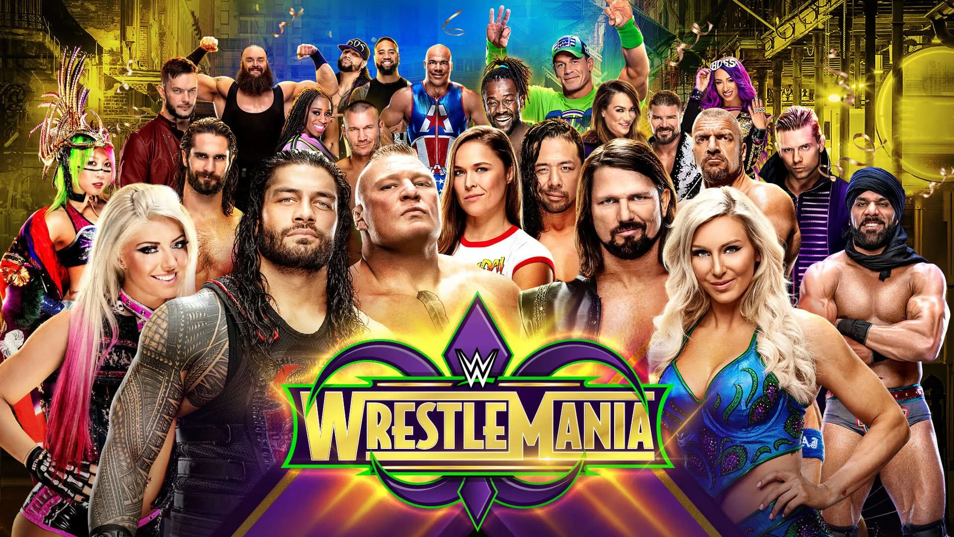 Lottatori WWE WrestleMania poster, 1920x1080 Full HD 1080p, PC Desktop