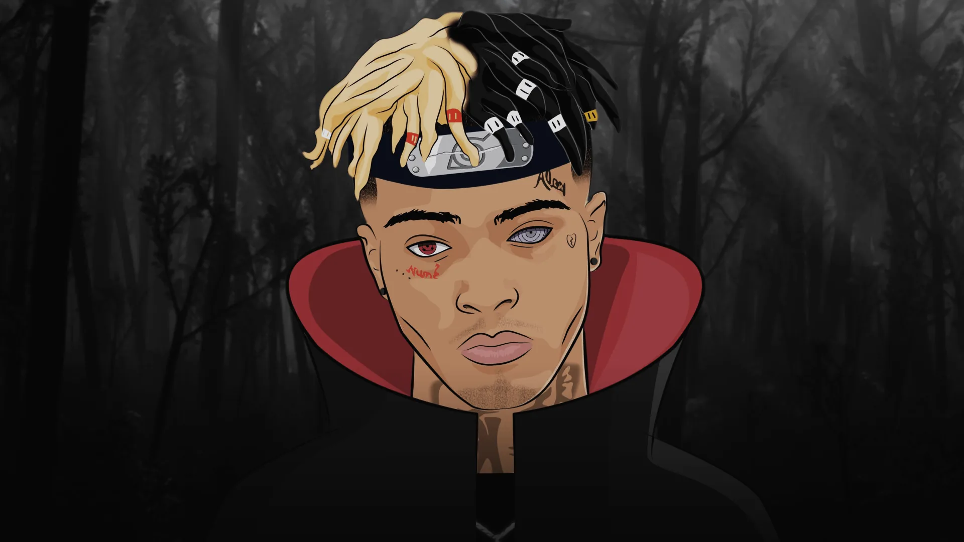 XXXTentacion illustrazione bosco scuro, Jahseh Onfroy, 1920x1080 1080p, Laptop